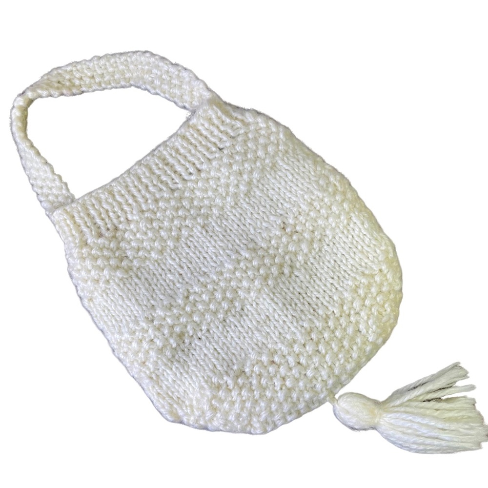Handmade Boho Cableknit Crochet Mini Bag Ivory